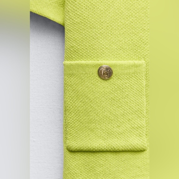 NWT. Zara Lime Plain Knit Cardigan with Buttons. Size M. - Picture 5 of 9